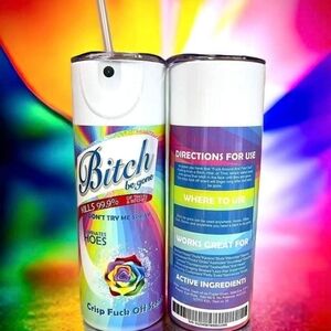 Colorful Tumbler Spray Can with Rainbow Design